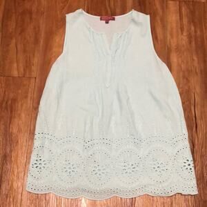 Rose & Thyme Blue Embroidered Top Size Small
